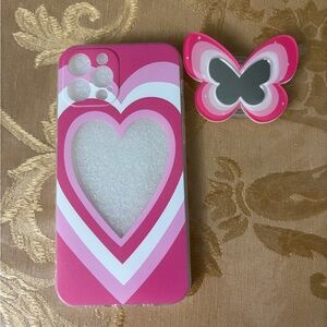 Pink Butterfly Heart iPhone 12 Pro Case